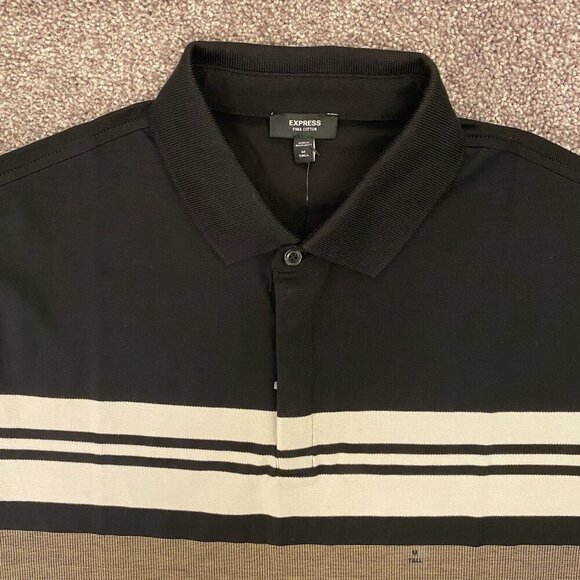 Express Men's Multi Striped Perfect Pima Cotton Pique Polo Size M Tall - NWT $64 - Picture 5 of 15